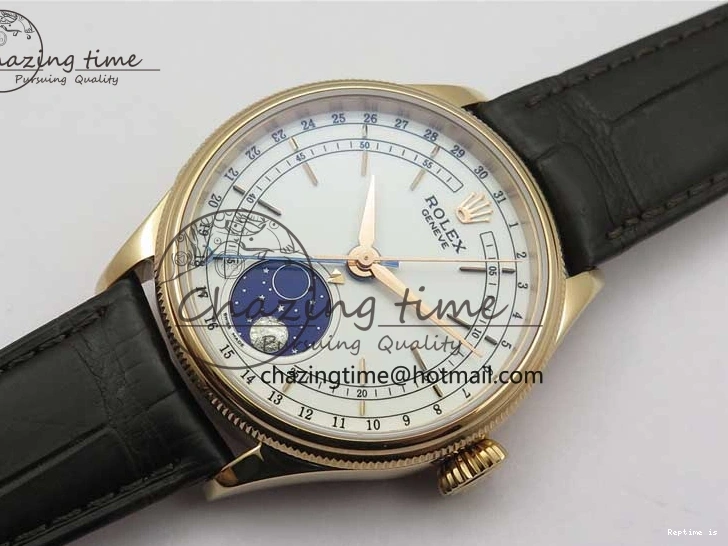 1229 Cellini 50535 Moonphase RG GMF Best Edition White Dial on Brown Leather Strap A Lightweight 2634